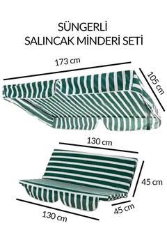 Salıncak Minder Seti Tenteli Salıncak Minder Seti Yeşil Beyaz 2 Kişilik Süngerli Işbir Gri Sünger