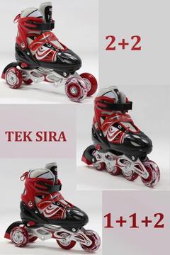 Ayarlabilir 2+2 Işıklı Metal Alıştırma Pateni Çanta Hediyeli