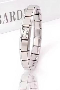 Kişiye Özel İsim Yazılı İtalyan Charm Unisex Çelik Bileklik scb26y