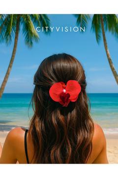 Orkide Çiçeği İncili Mandal Toka 10 cm Çift Taraflı 1 adet