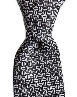 Geometrik Desenli 7,5 Cm Genişliğinde Siyah Kravat