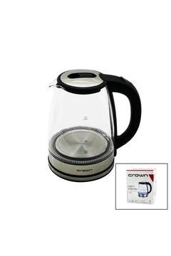 CAM - LEDLİ KETTLE 1.8LT 1500W ÇELİK TABAN - KROM KAPAK 360° GÖVDE PLASTİK KULP (4172)