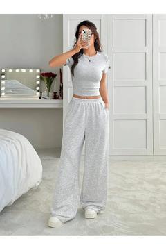 kadın rahat kalıp düz paça gri eşofman altı