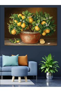 Kase İçinde Limonlu Natürmort Dekoratif Kanvas - Mdf Ahşap Tablo