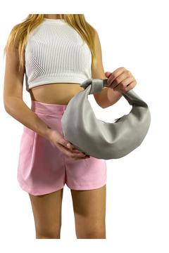 Kadın GRİ Mini Düğümlü El Çantası