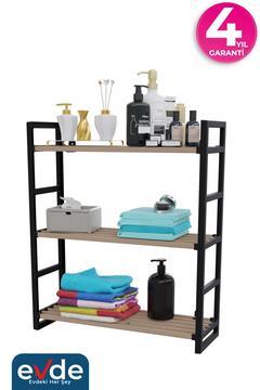 3 Katlı Süper Kalite Siyah Ahşap Banyo Düzenleyici
