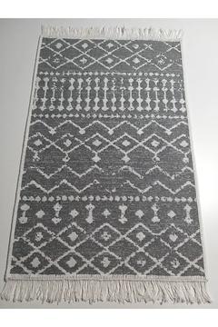Çift Taraflı Halı Kilim Yolluk Bohem Gri - Yıkanabilir Saçaklı Pamuklu Dokuma