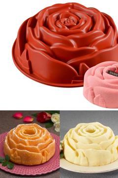 Büyük Gül Desenli Kalın Silikon Kek Kalıbı