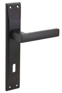 Mat Siyah Aynalı Düz Oda Kapı Kolu (1 Takım)