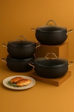 Grano Touch 8 Parça Tencere Seti 2.5 Litre X 4.5 Litre X 5.5 Litre X 7.5 L , Yanmaz Yapışmaz Taban