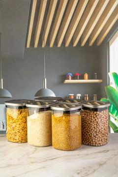 1100 ML Kare Çelik Kapaklı Cam Kavanoz 6'lı