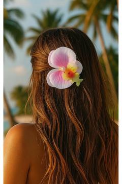 Orkide Çiçeği İncili Mandal Toka 10 cm Çift Taraflı 1 adet