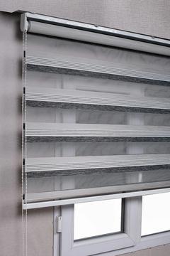 Brillant Premium Çift Renk Siyah-gri Ofis Zebra Stor Perdeler