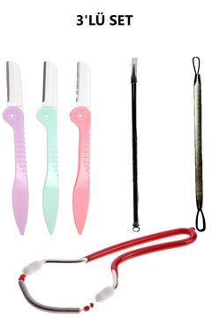 3^lü Kaş Usturası & Akne Komedon & Kaş Bıyık Alma Yüz Tüy Yayı