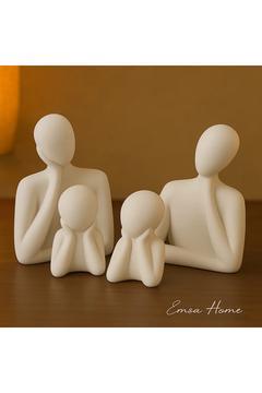 Dekoratif Obje Biblo Heykel iki (2) Çocuklu Aile Set