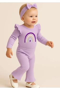 Kız Bebek Alt Üst Takım İspanyol Paça Gökkuşağı Baskılı