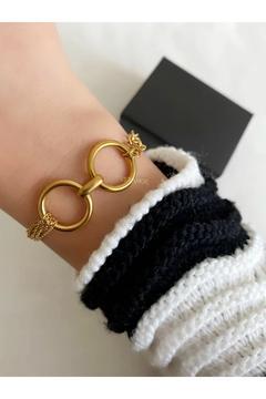 Kararmaz çelik çift halka detay bileklik