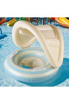 Gölgelikli Bebek & Çocuk Yüzme Simidi, Mavi Şeritli, Güneş Korumalı, Havuz ve Deniz Yüzme Simidi