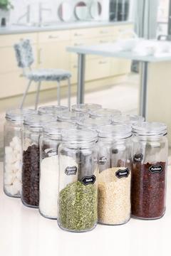 12'li Kristal Vakumlu Kapaklı 500 ml Boru Cam Kavanoz Jumbo  Baharatlık 85 Adet Etiket Hediyeli