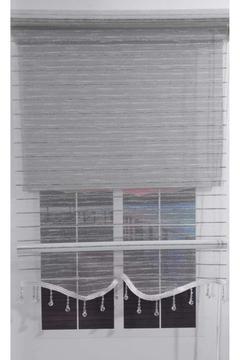 Çift Mekanizmalı Boncuklu Gri Serit Desenli Tül,gri Mat Stor (%80 GÜNEŞİ KESER) Stor Perde