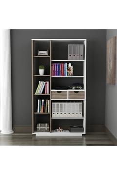Luma Çok Gözlü Kitaplık – Beyaz Ve Ceviz, 10 Raflı Ve 2 Kapaklı Dolaplı