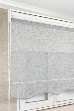 Brillant Çift Mekanizmalı Etekli Karışık Çizgili Şantuk Koyu Gri Tül Ve Stor Güneşlik Perdeler