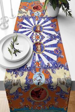 Runner Rokoko Desenli Süet Dokuma 140*40 Cm