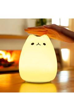 Sevimli Renk Değiştiren Gece Lambası Çocuk Bebek Odası Uyku Yardımı Pilli Dokunmatik Kedi Gece Rgb