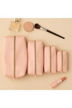 Aksesuar 4'lü Gri Makyaj ve Seyahat Çanta Seti – Su Geçirmez Kumaş, Fermuarlı