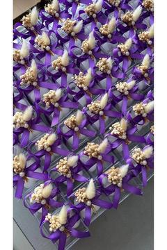 Mor Süslemeli Hediyelik Bubble Mum-50'li