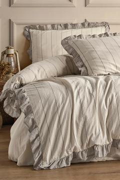 Bragi %100 Pamuklu Fırfırlı Ipliği Boyalı Tek Kişilik Nevresim Takımı 160*220