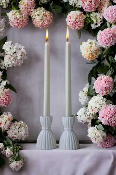 Dekoratif 2’li Şamdan Mumluk, Beyaz Mumluk, Tealight Mumluk, H%M model Şamdan