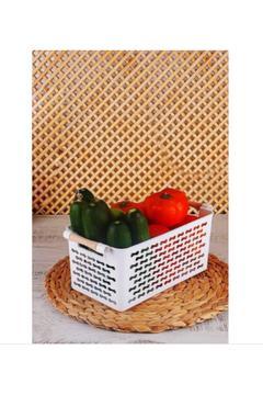 Çok Amaçlı Organizer Plastik Saplı Sepet Beyaz