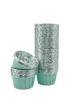 Mint Turkuaz Silver Puantiyeli Muffin Kek Kapsülü 50li - V