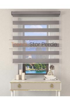 Geniş Plise Gri Etek Dilimsiz Zebra Stor Güneşlik Perde