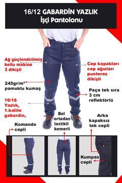 16/12 Gabardin Yazlık İşçi Pantolonu Tek Reflektörlü İş Pantolonu