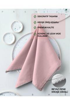 2'li %100 Pamuk Kumaş Peçete Toz Pembe 43x43 Cm Mutfak Bezi Sofra Sunum Servis Peçetesi