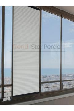 Gri HoneyComb Plise %100 Isı Ve Işık Geçirmez Katlanır Cam Balkon Perdesi - Salon Perdesi-003