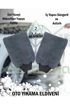 2 Adet Oto Yıkama Eldiveni, Mikrofiber Eldiven, Cila Eldiveni, Mikrofiber Bez, İçi Astarlı Süngerli