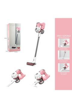 Pilli Sesli Vakumlu Dikey Elektrik Süpürgesi Çekme Özellikli Eğitici Oyuncak Pembe (3 In1 )