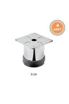 4 Adet Mobilya Ayağı Metal 6 cm Alttan Ayarlı 42 mm Krom Ayak