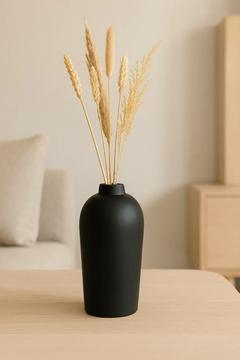 Modern Siyah Taş Tozu Vazo | Minimalist Masa Üstü Aksesuar 17 cm