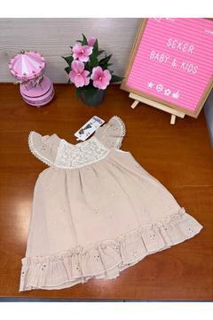 BEJ DANTELLİ ELBİSE KIZ BEBEK
