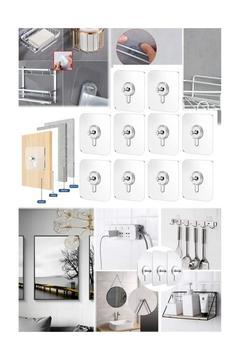 10 Adet Kiracılar İçin Banyo Çerçeve Askısı Vidasız Dayanıklı İz Bırakmayan Duvara Zarar Vermez