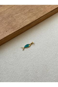 925 Ayar Gümüş Balık Gümüş Kolye Ucu Mineli Tasarım Kolye Ucu Gümüş Kolye Ucu