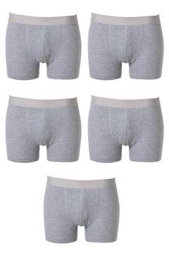 Gri Renkli Pamuklu ve Likralı Premium Ultra Rahat Full Likra Kompak Penye 5'li Boxer B-902