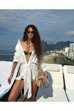 Kadın Fırfır Detaylı Önden Bağlamalı Gömlek Elbise