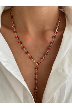 Kiraz Detaylı Altın Renk Y Kolye