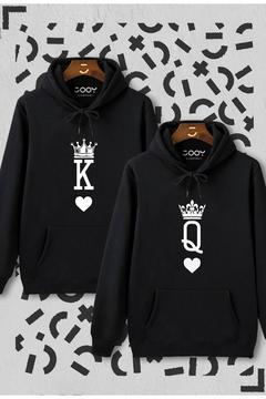 Kral Kraliçe Baskılı Sevgili Çift Kombini Siyah 2'li Set