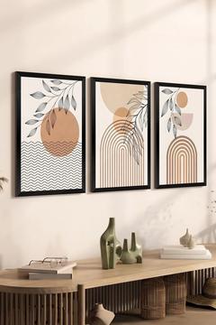 3 Parça Siyah Çerçeve Görünümlü Mdf Tablo Seti - Set 31